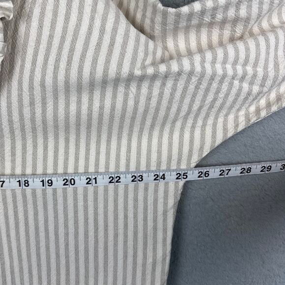Rita NoTiara Linen Ruffle Blouse Tan White Stripe One SZ  Lagenlook Boho - Picture 6 of 11